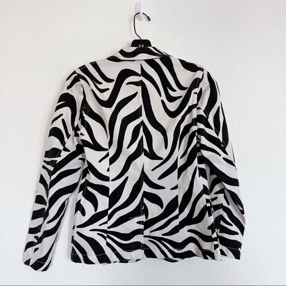 Nili Lotan Addison Zebra Print Blazer White Black Size US4 - Picture 8 of 13